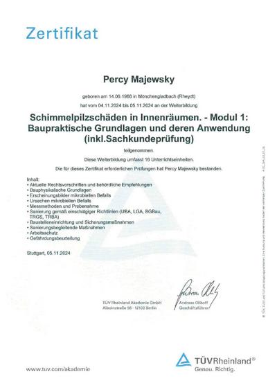 TÜV - Modul 1 - Sanierung von Schimmelpilzschäden